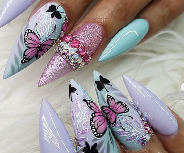Butterfly With Fabulous Crystal Butterfly Nail Design