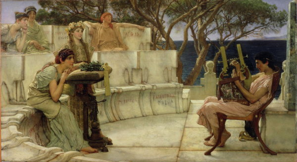 'Safo e Alceus' (1881). Pintura de Lawrence Alma-Tadema. 