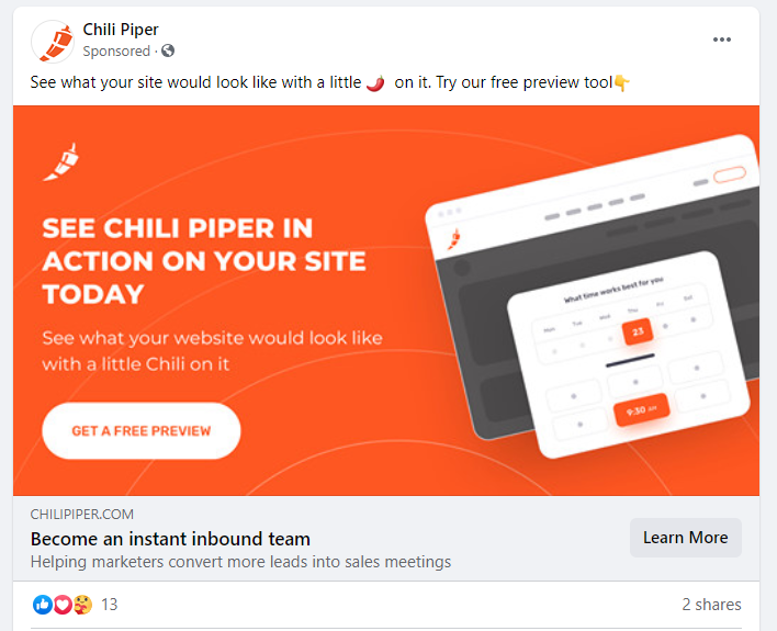 chili piper advert example
