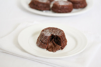 photo of a lava cake with nutella oozing out
