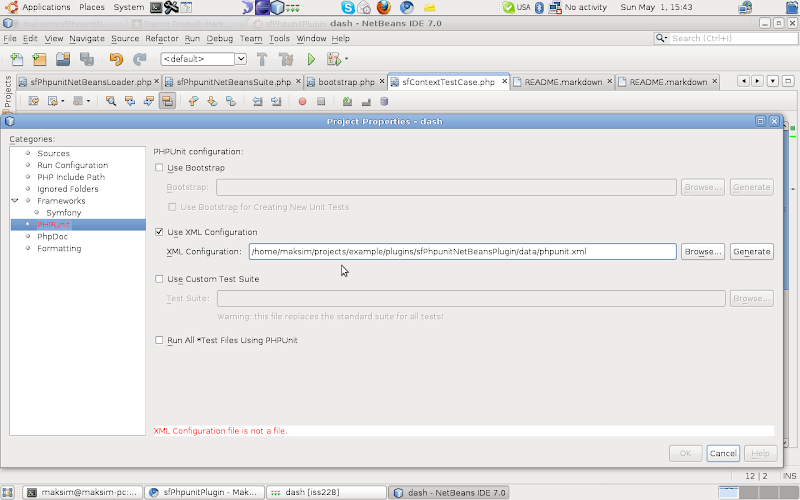 NetBeans phpunit configuration