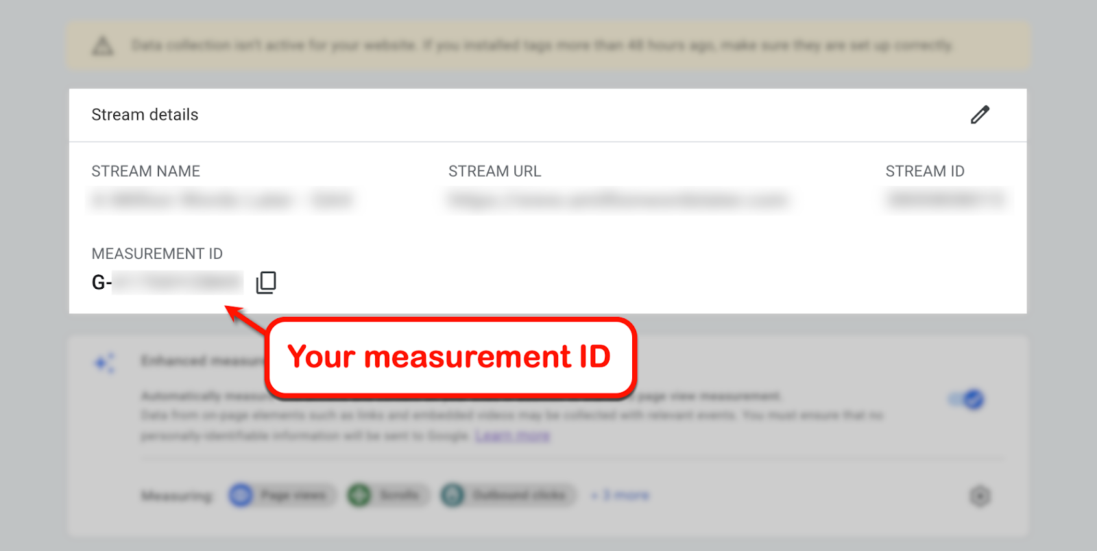 Image where you can find the measurement ID