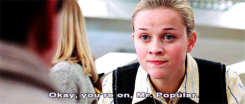Tracy Flick image with subtitle: “Okay, you’re on, Mr. Popular.