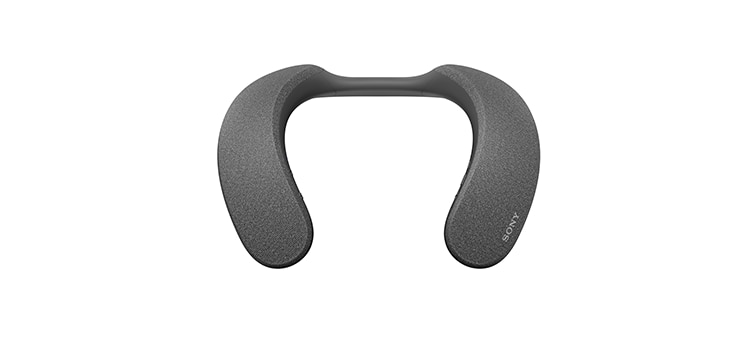 Front shot of SRS-NS7 wearable speaker showing flexible band