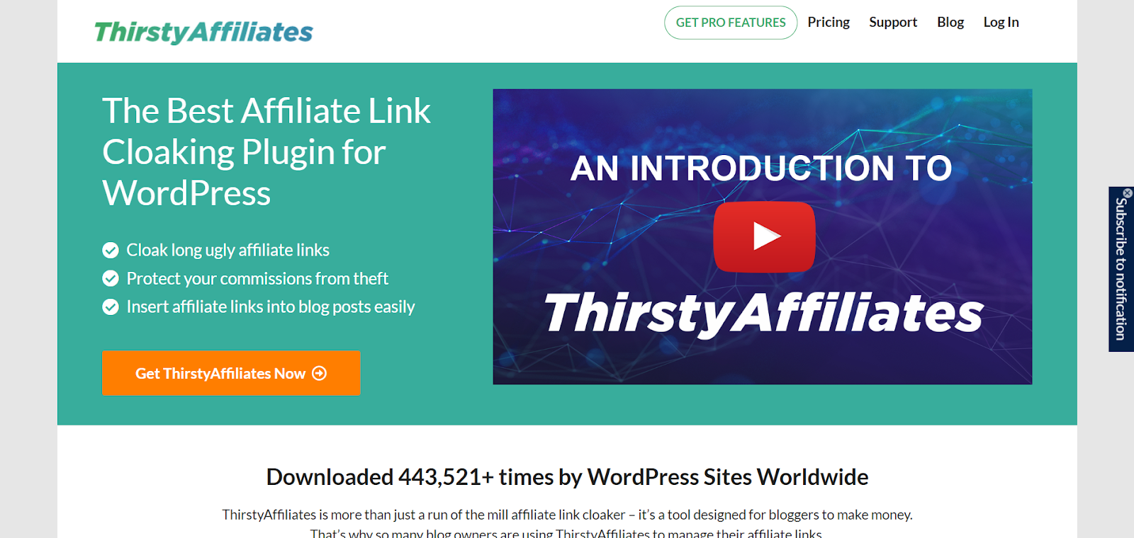 Thirsty Affiliates main page