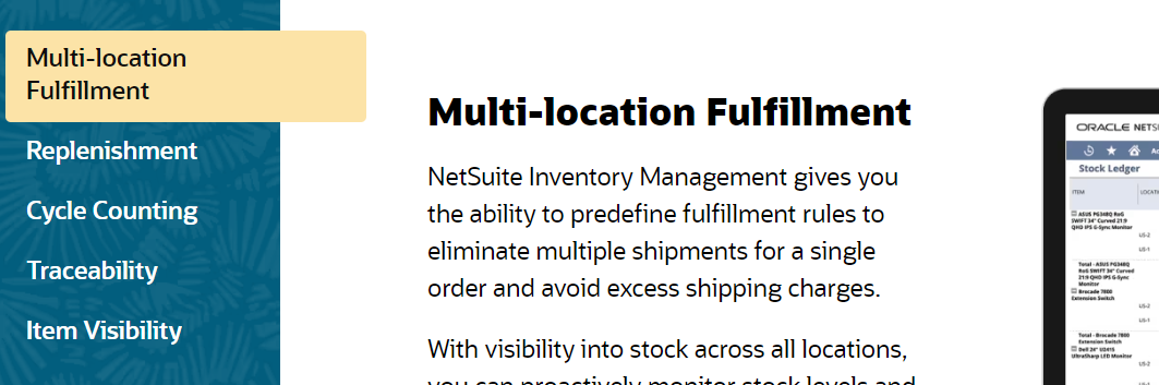 netsuite features