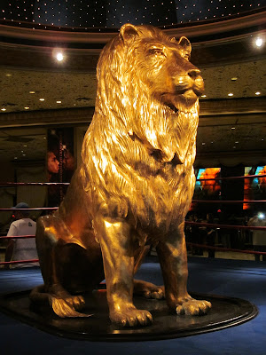 MGM gold lion profile mane lobby vegas photo MGM gold lion profile mane lobby vegas photo