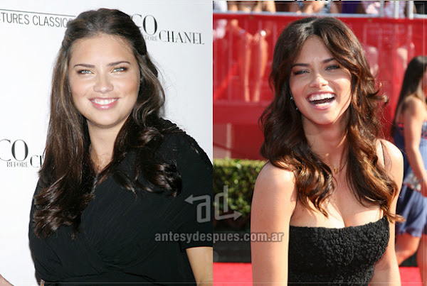 Before and after of Adriana-Lima embarazada