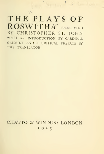 hrotswitha von gandersheim- the plays of roswitha