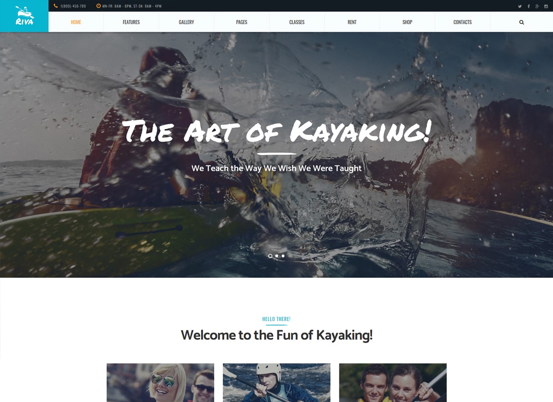 Riva |  Tema de WordPress para kayak / remo / deportes y aire libre