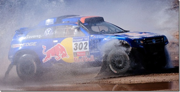 Nasser al Attiyah (driver) and Timo Gottschalk (co-driver) in action during the 11th stage of   Dakar Rally between Chilecito and San Juan, Argentina on january 13th, 2011