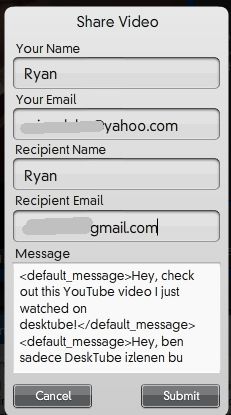 Sử dụng chức năng chia sẻ video bạn chỉ cần cung cấp tên, email của bạn và người nhận cùng với nội dung tin nhắn đính kèm.