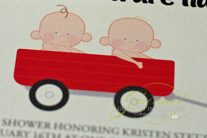 baby shower invitations, cartoon baby shower invites, double baby shower