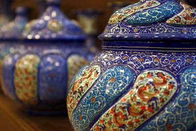 Ceramic bowls at a market in Jordan