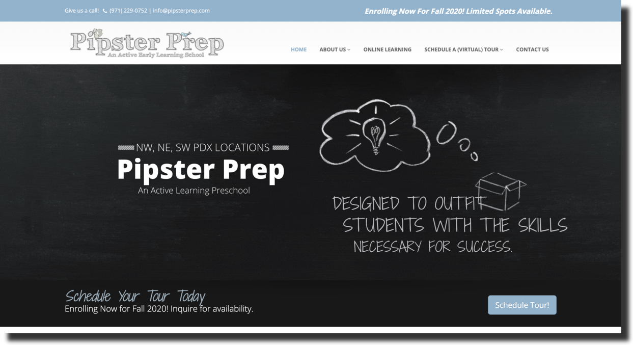 Pipster Prep school website screenshot school web design