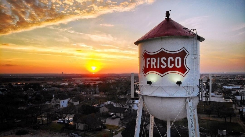 Sunset over the water Frisco, Texas water tower