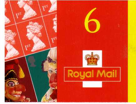 British Stamps Self Adhesive Booklets Item: view larger image for SG PM3 (2001) - Punch and Judy Show Puppets<br/>containg pane SG2230a