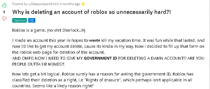 How to a Delete Roblox Account on Your Own