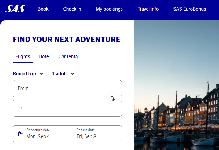 SAS online check in procedure