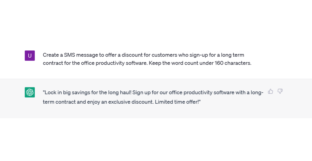 chatgpt prompt and response to offer long term commitment discount