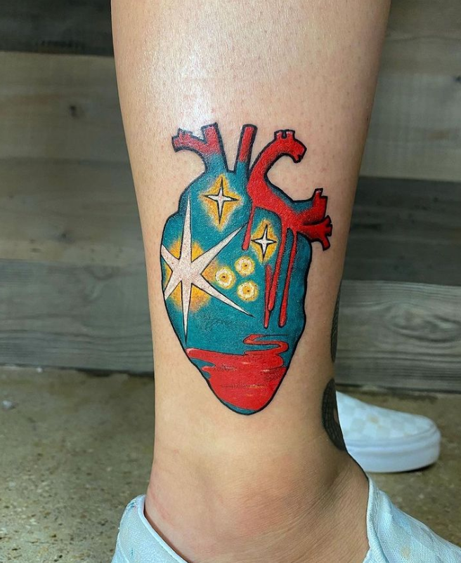 Ankle Anatomical Heart Tattoos
