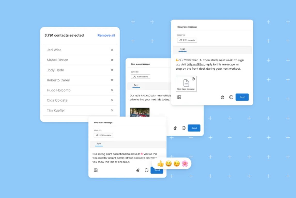 Image showing how Birdeye AI can help businesses improve sales with texting templates, analytics, and grammar checks. 