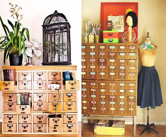 Card catalog to use as wedding decor