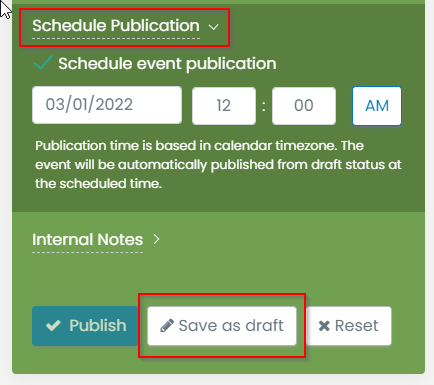 print screen of the schedule publication option on the event details. 