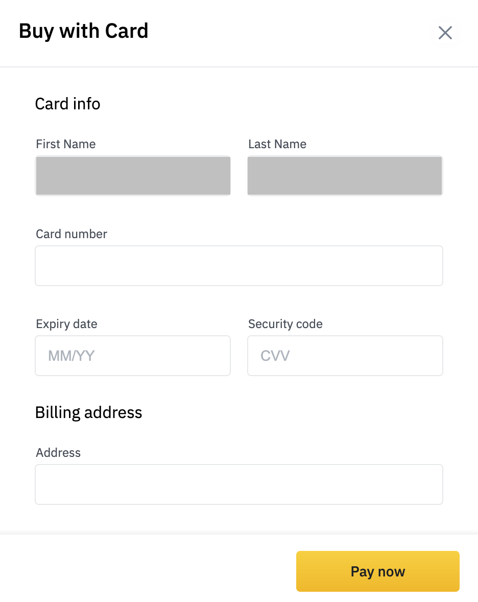 Binance - Buy with credit card 