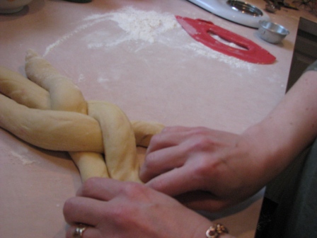 Braiding the Challah Dough - Photo Courtesy of Hillary Kwiatek