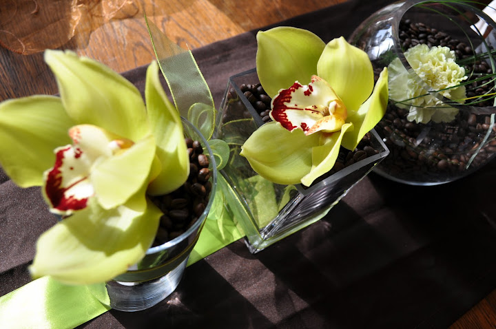 Zöld orchidea és szegfű