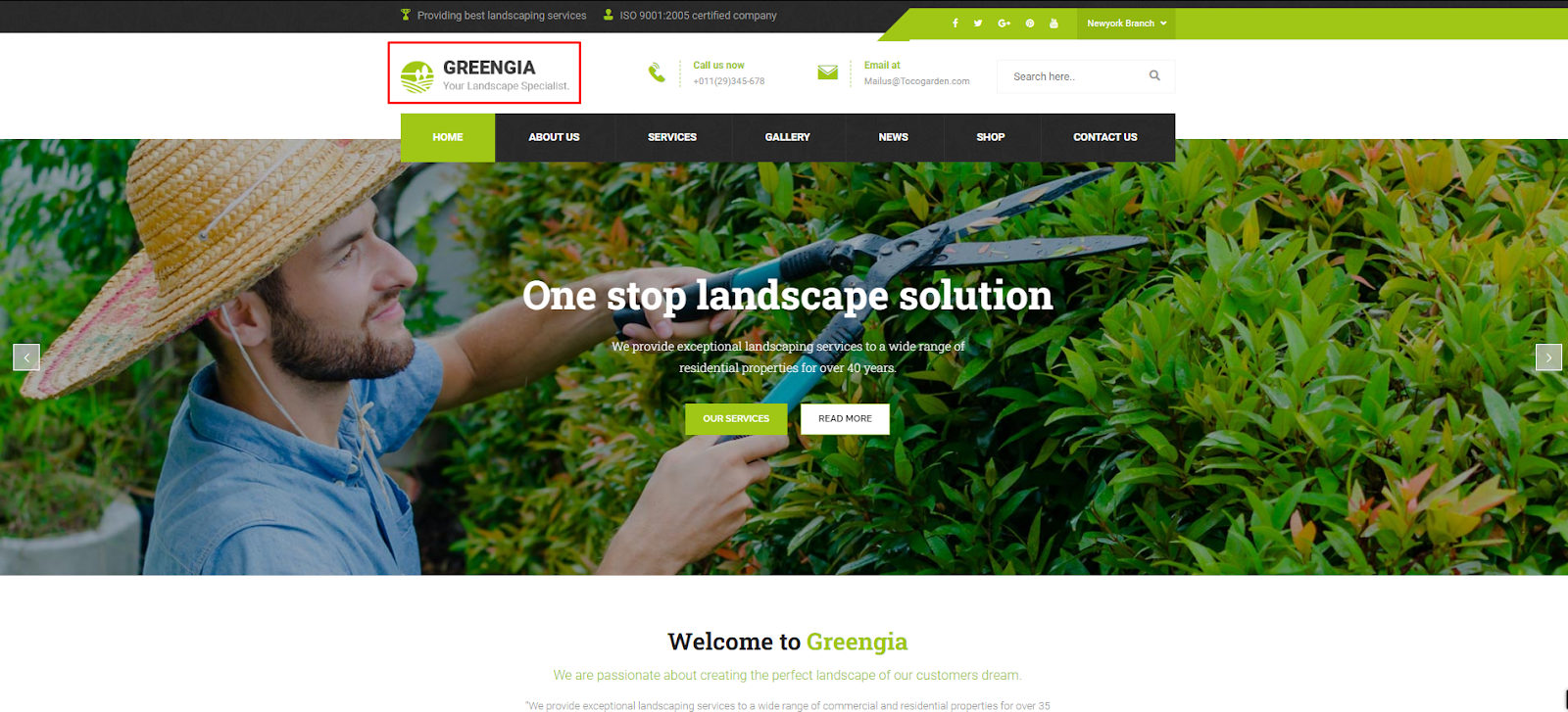 Greengia - Lawn, Landscaping and Gardening WordPress Theme   