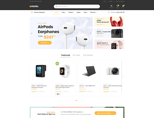 Magento electronics theme molla