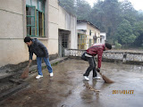 Students cleaning