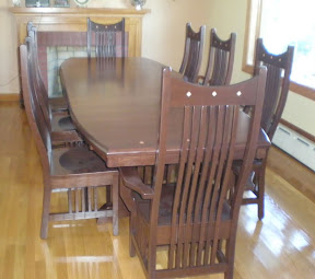 90 x 42 Western Dining Table & Chairs, Mocha Walnut with Natural Cherry Inlays