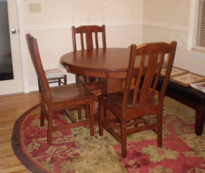 42 Inch Diameter Round Turin Table and Custom Mission Chairs in Chocolate Cherry