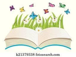 Libro aperto, con, fiori, e, erba verde Clip Art | k5005737 | Fotosearch