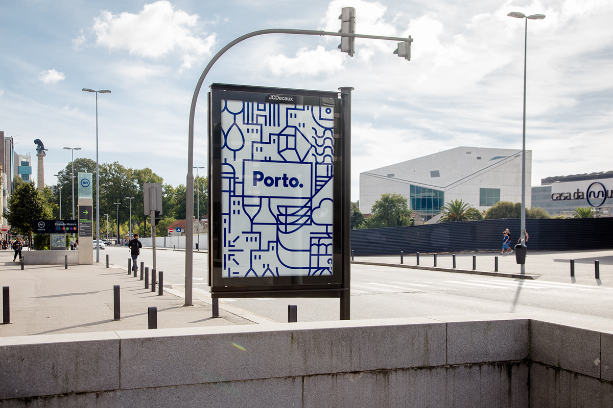 porto blue identity Portugal grid pictogram Icon city city hall modular dot tiles