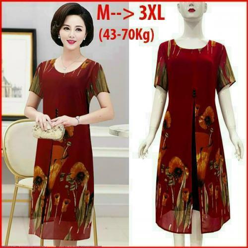 Đầm Suông Xẻ Tà Đính Nút - D3288