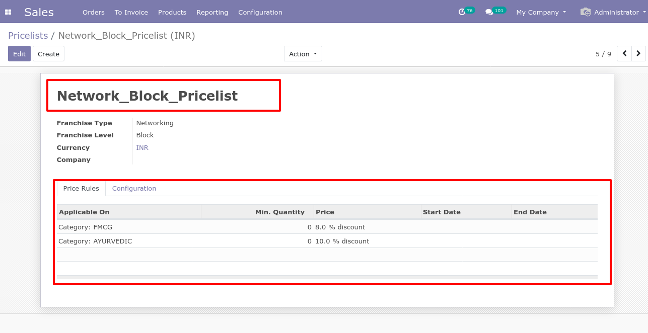 odoo pricelist as per product