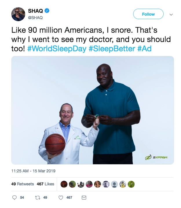 Zyppah twitter ad example with Shaq