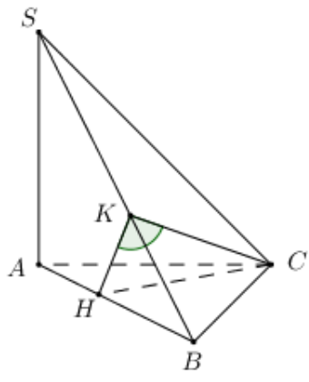 Cho hình chóp (S.ABC)có đáy là tam giác (ABC)vuông tại (C), (AB = 2a), (AC = a) và (SA) vuông góc với mặt phẳng (left( {ABC} right)). Biết góc giữa hai mặt phẳng (left( {SAB} right)) và (left( {SBC} right)) bằng ({60^o}). Tính thể tích khối chóp (S.ABC).</p> 1