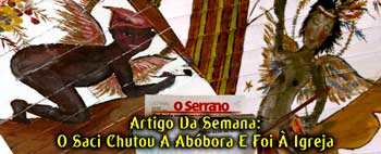 Querubins Saci e Indígena pintados no teto da Igreja de São Benedito Fotografia e Montagem: Henrique Vieira Filho