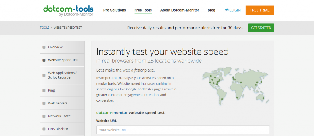 Kiểm tra tốc độ website bằng Dotcom-Monitor