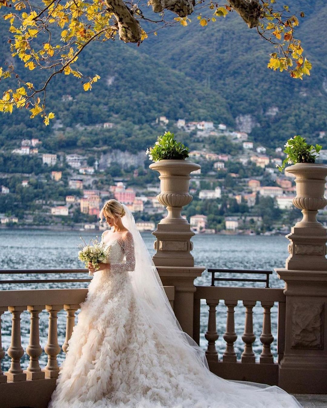 Stunning wedding dress for an Italian destination wedding by couture wedding dress designer Elie Saab.
