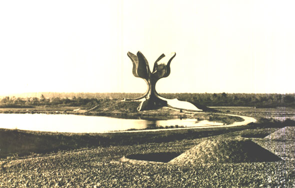 The monument area of the former Camp III Brickworks in Jasenovac