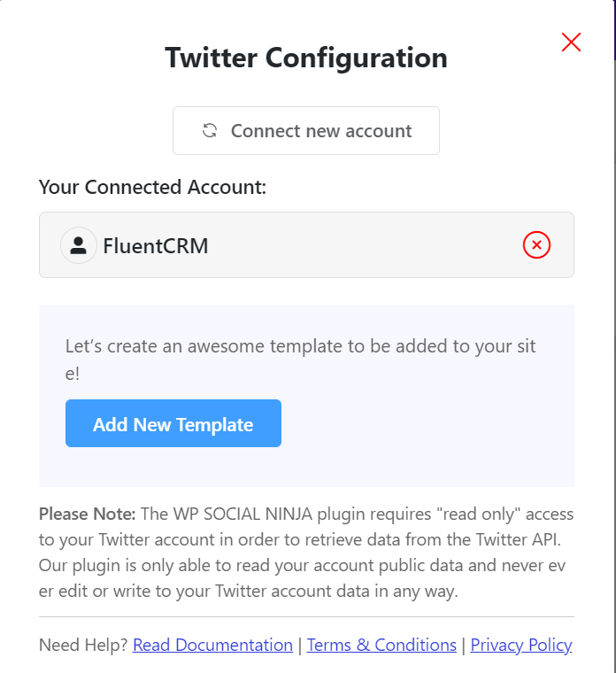 creating template in wp social ninja