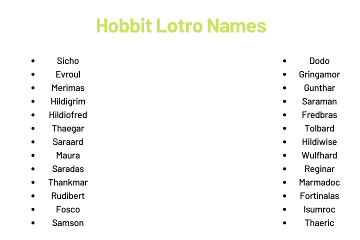 Hobbit Lotro Names
