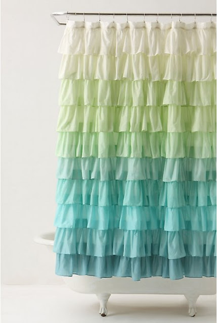 Create Your Own Ombre Ruffle Shower Curtain by Elle Apparel Blog