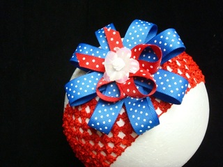 Red, White, and Blue Bow & Headband by Monkeybeans